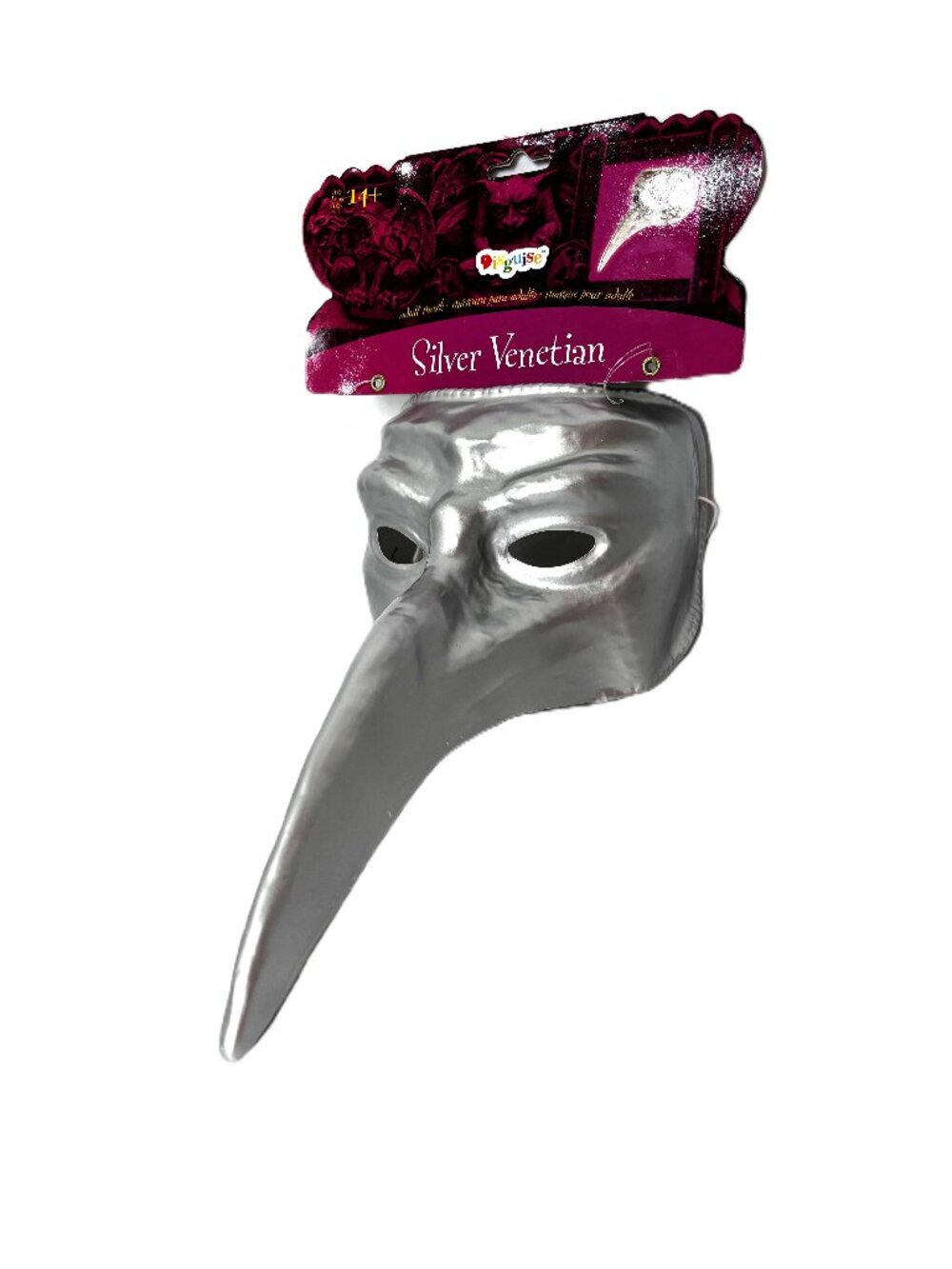 Disguise Costumes Silver Venetian Long Nose Mardi Gras Mask Adult NWT NOS